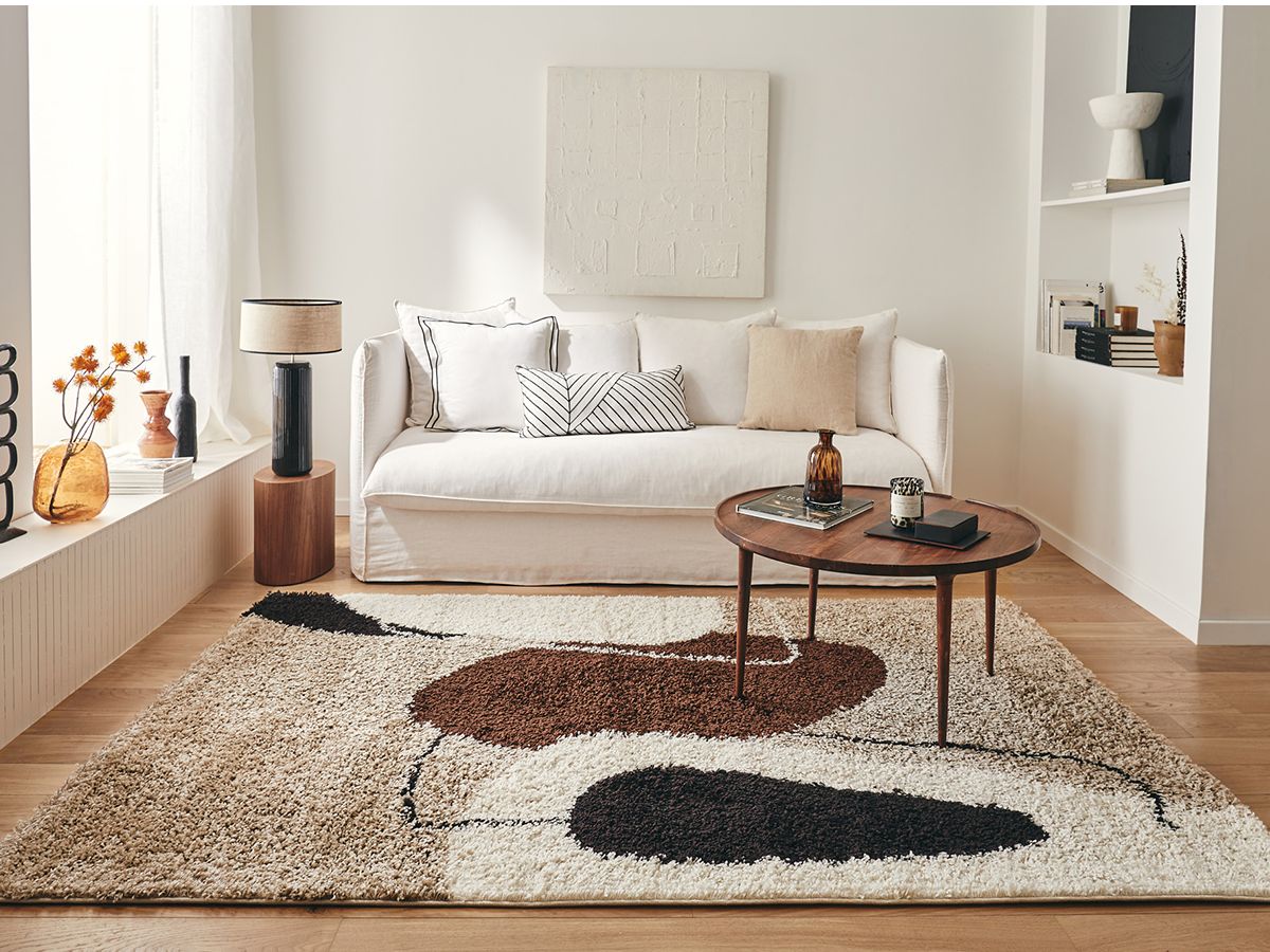 Tapis shaggy AIDO motif abstrait