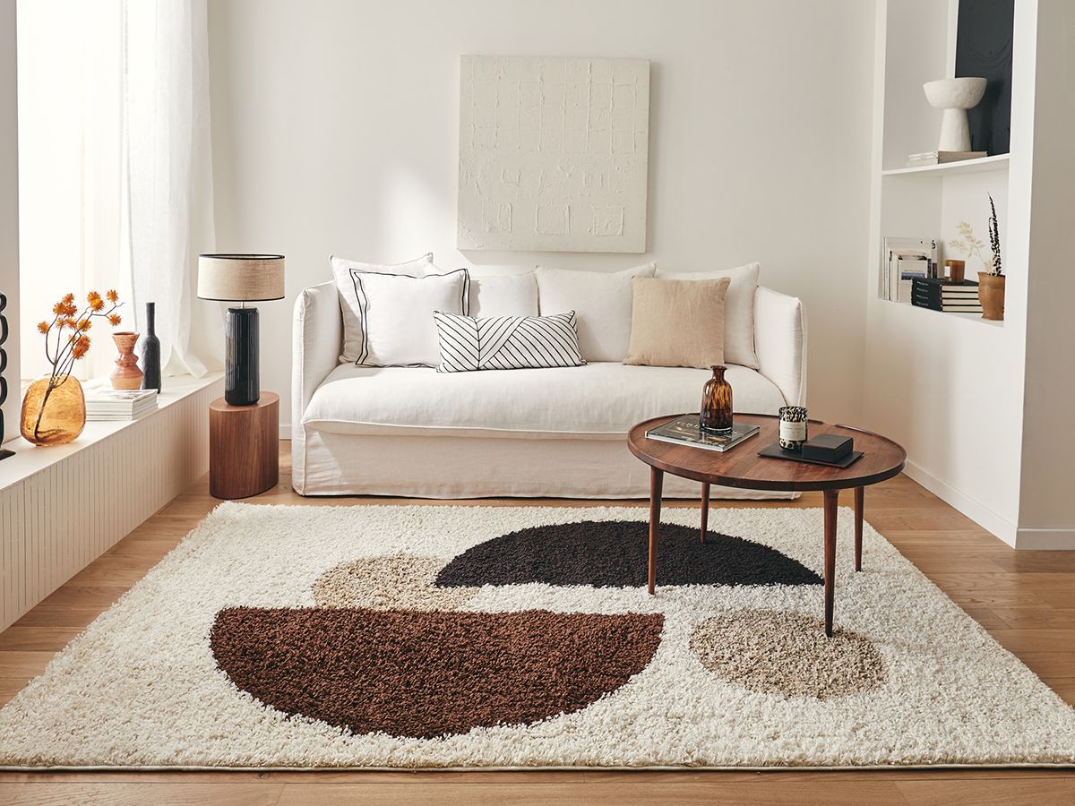 Tapis shaggy MEYLINE motif abstrait