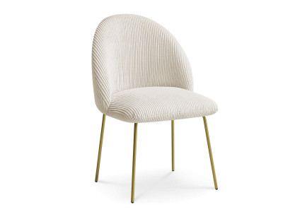 Chaise LALIE tissu velours côtelé et pieds métal or