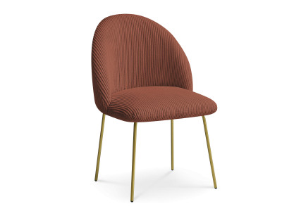 Chaise LALIE tissu velours côtelé et pieds métal or