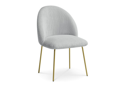 Chaise LALIE tissu velours côtelé et pieds métal or