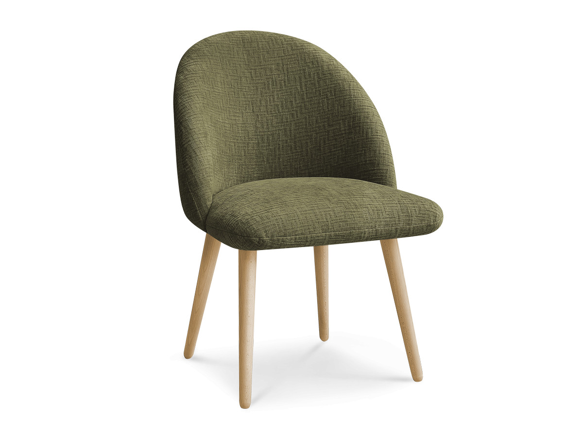 LALIE stoel met structuurstof en Scandinavische houten poten
