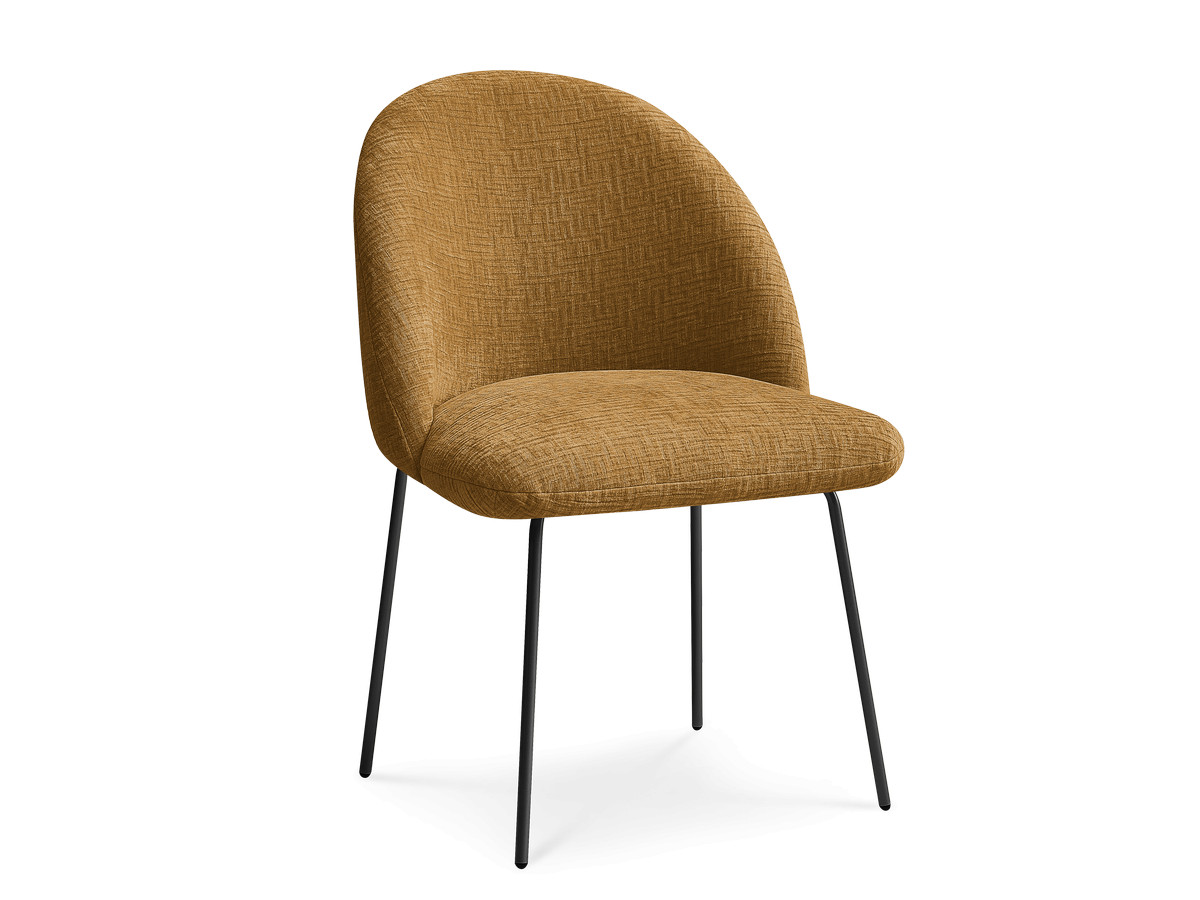 Chaise LALIE tissu texturé et pieds métal noir