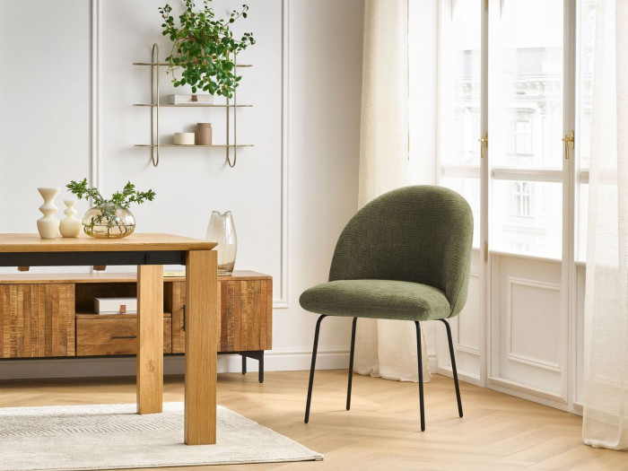 Chaise LALIE tissu texturé et pieds métal noir