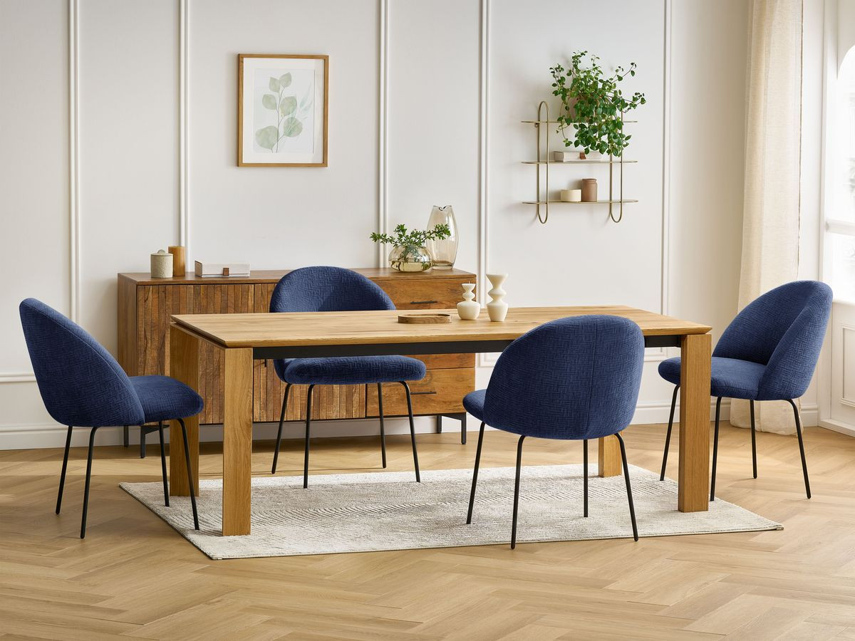 Chaise LALIE texturé et pieds métal noir bleu foncé — vue 5