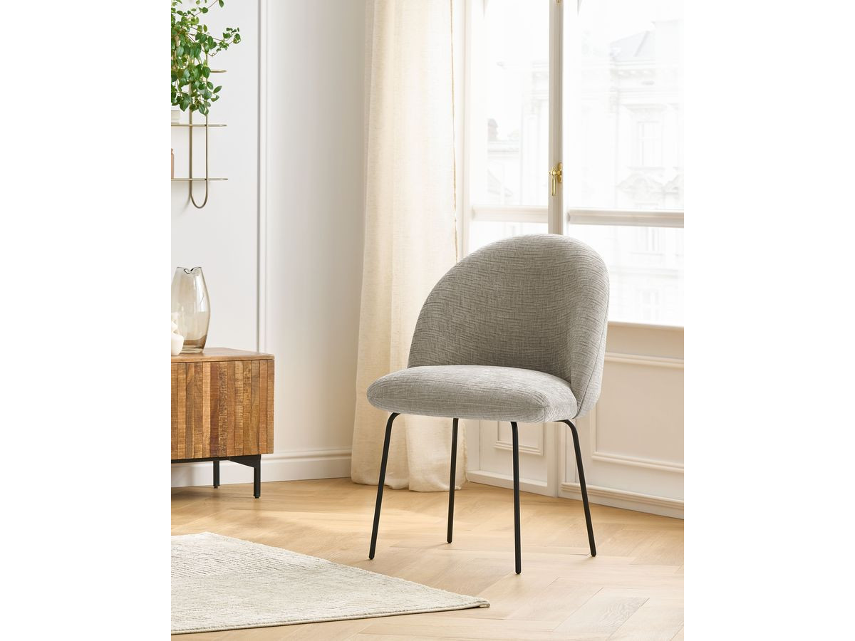 Chaise LALIE tissu texturé et pieds métal noir