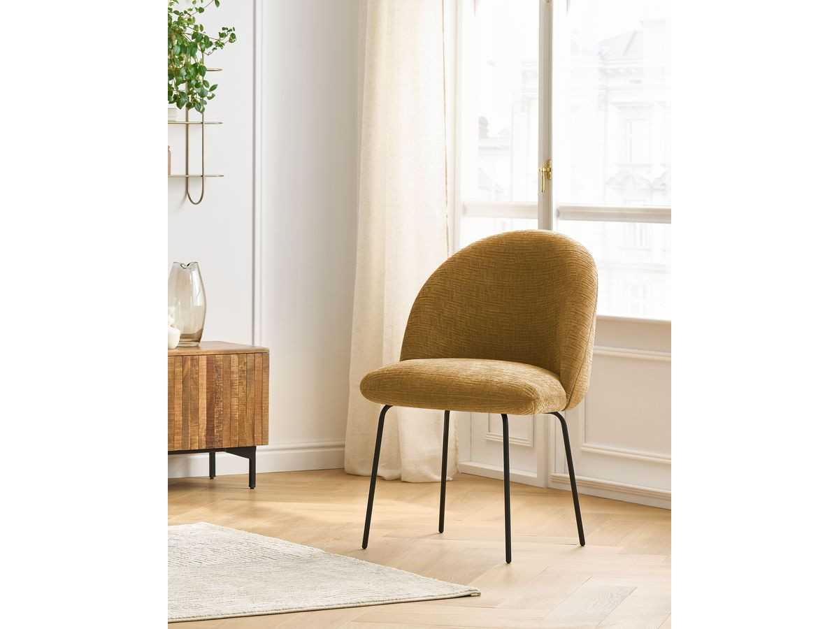 Chaise LALIE tissu texturé et pieds métal noir