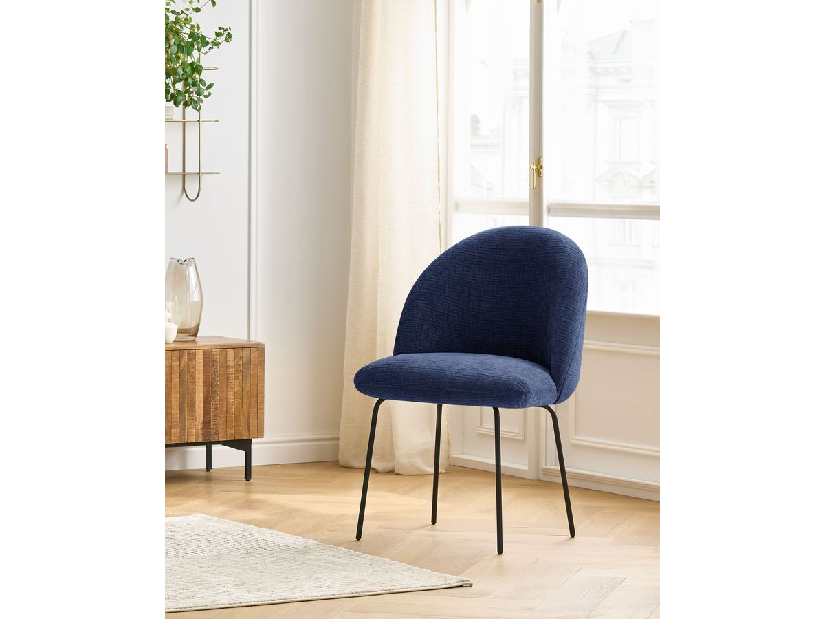 Chaise LALIE tissu texturé et pieds métal noir