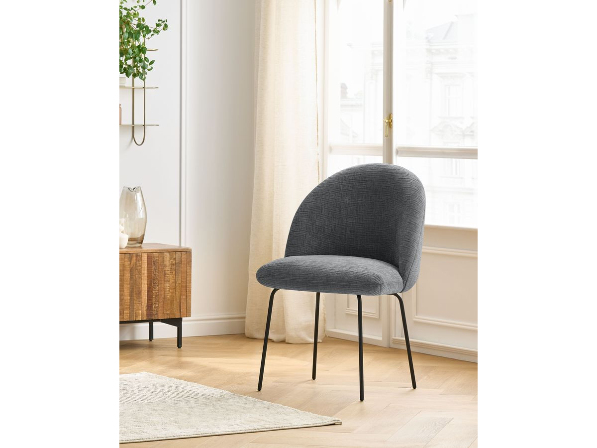 Chaise LALIE tissu texturé et pieds métal noir
