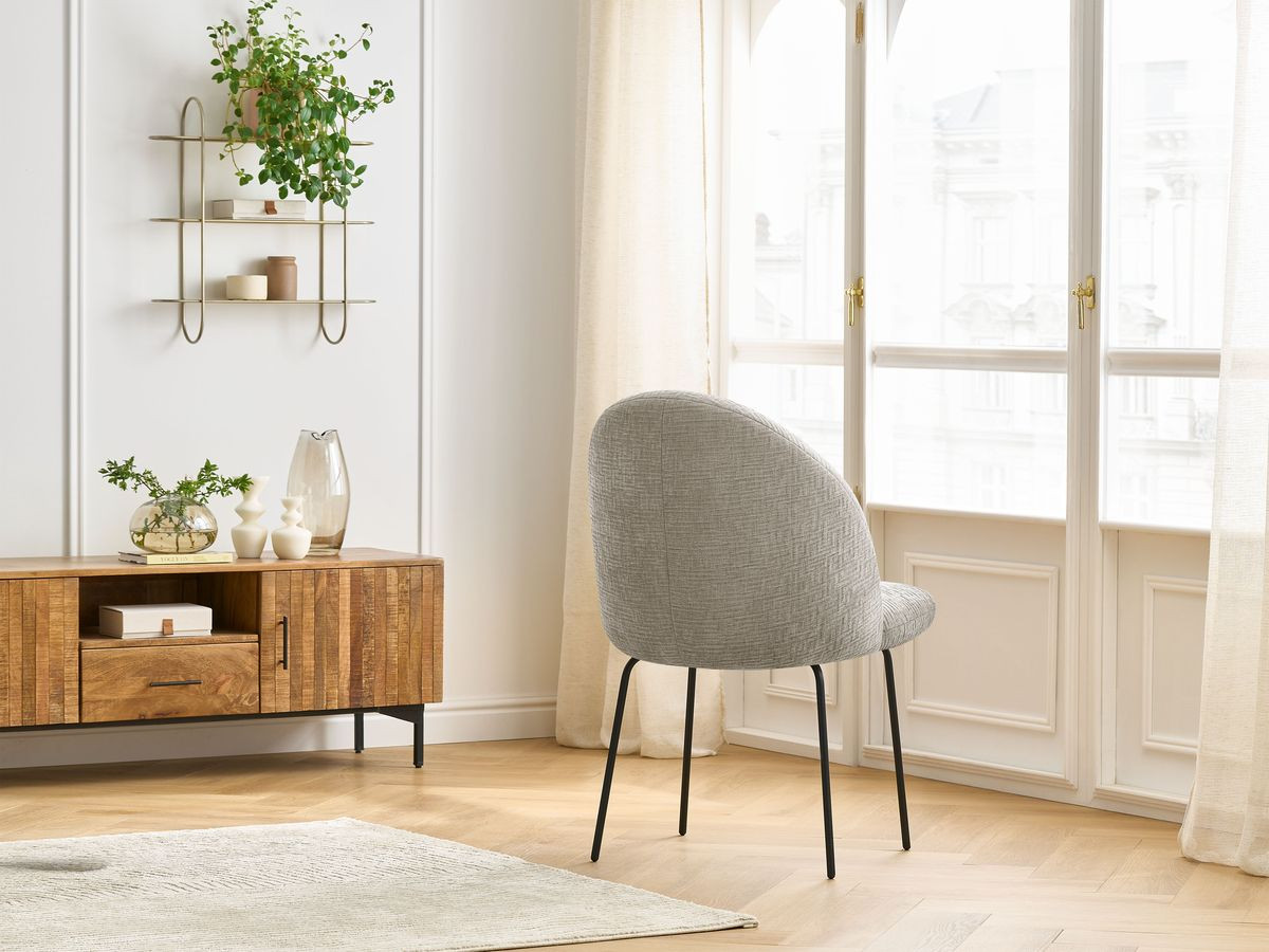 Chaise LALIE tissu texturé et pieds métal noir