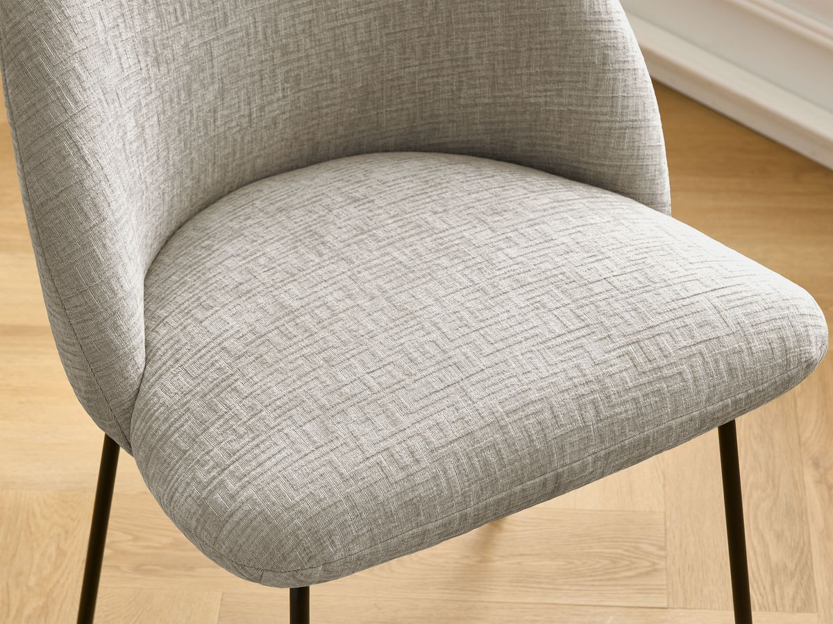 Chaise LALIE tissu texturé et pieds métal noir