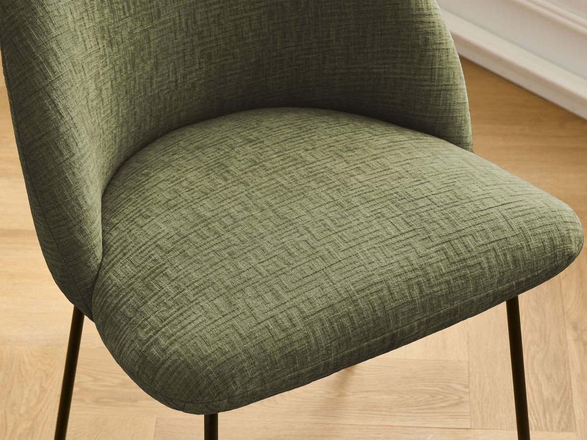 Chaise LALIE tissu texturé et pieds métal noir