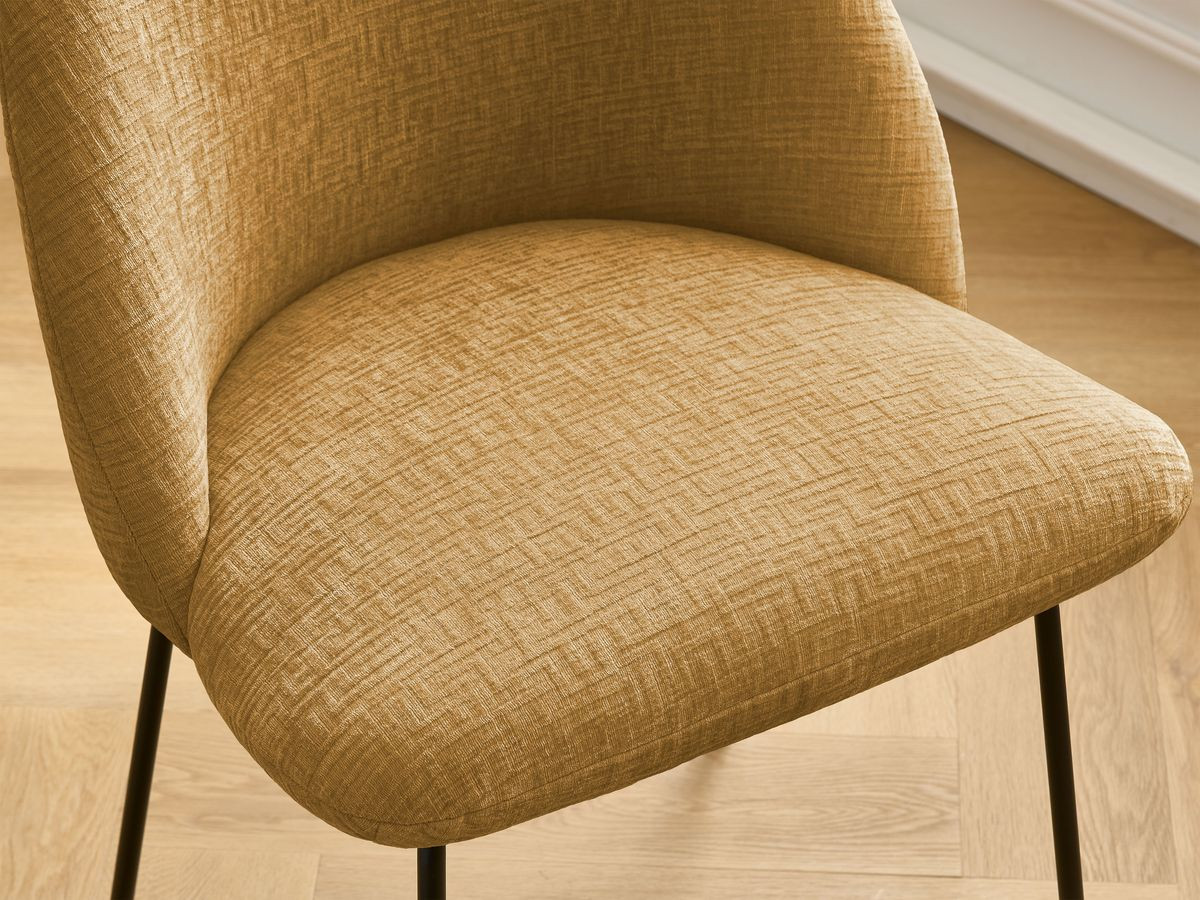 Chaise LALIE tissu texturé et pieds métal noir