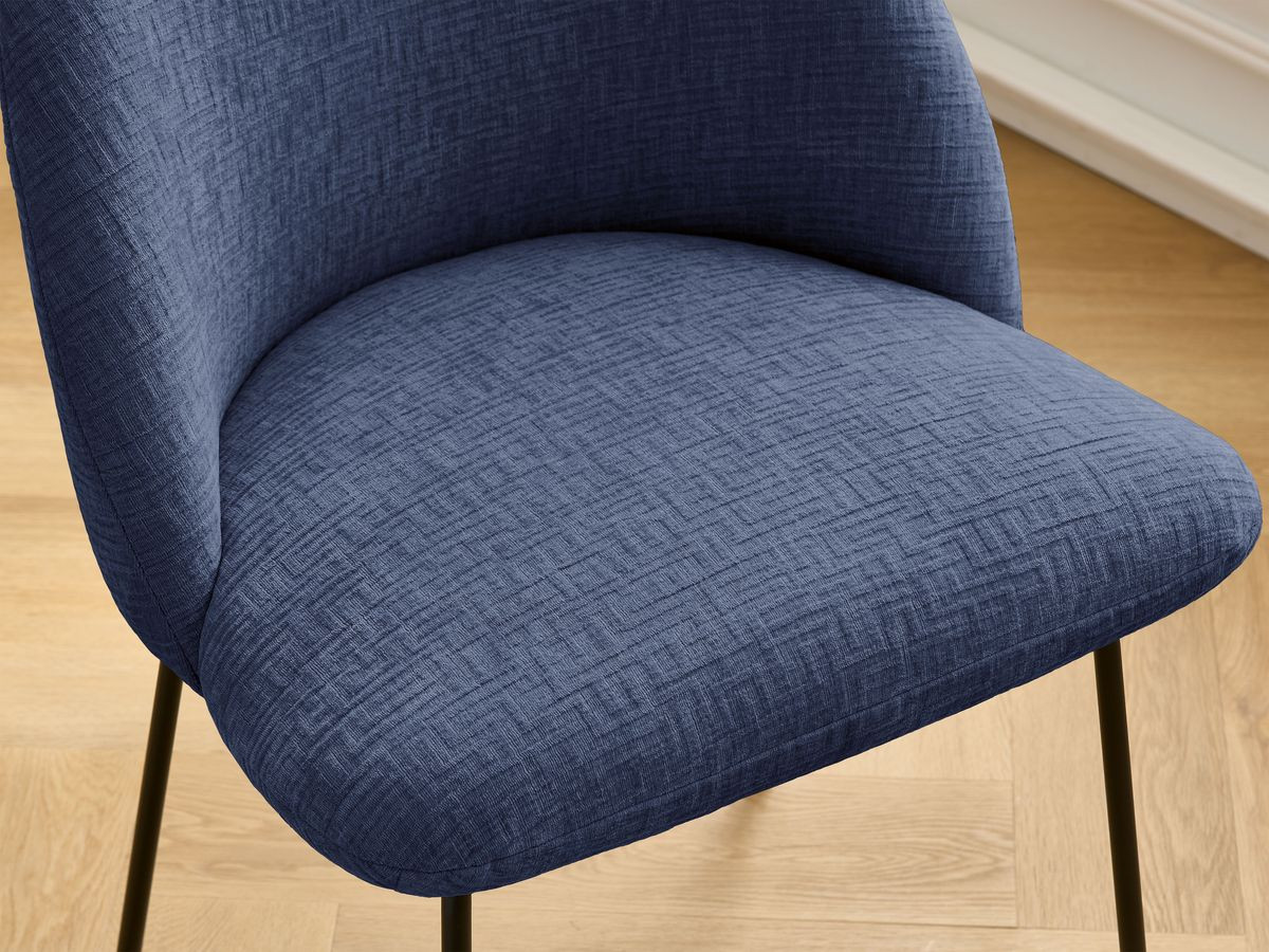 Chaise LALIE tissu texturé et pieds métal noir