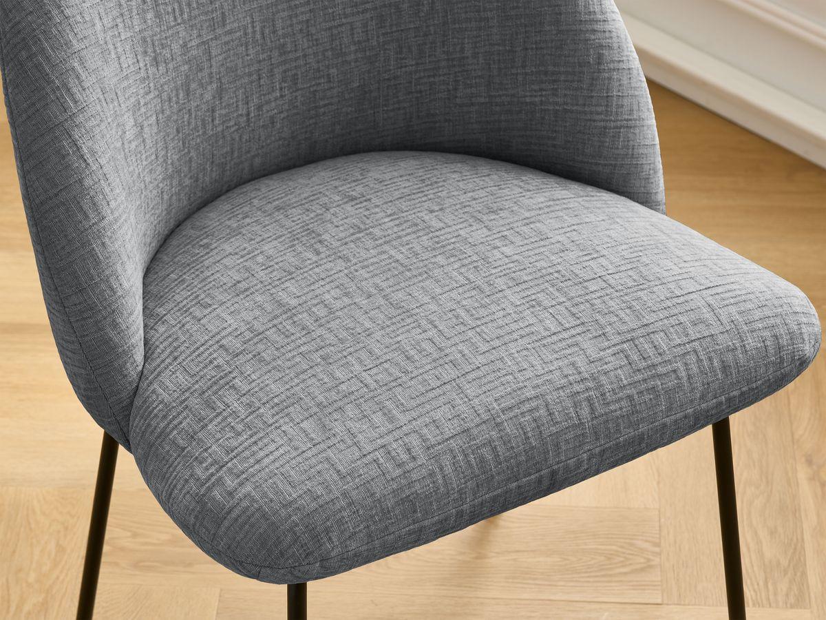 Chaise LALIE tissu texturé et pieds métal noir