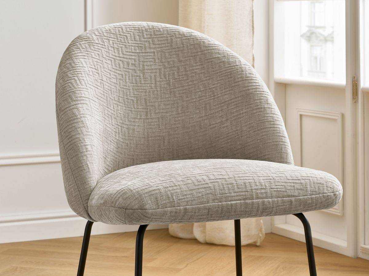 Chaise LALIE tissu texturé et pieds métal noir