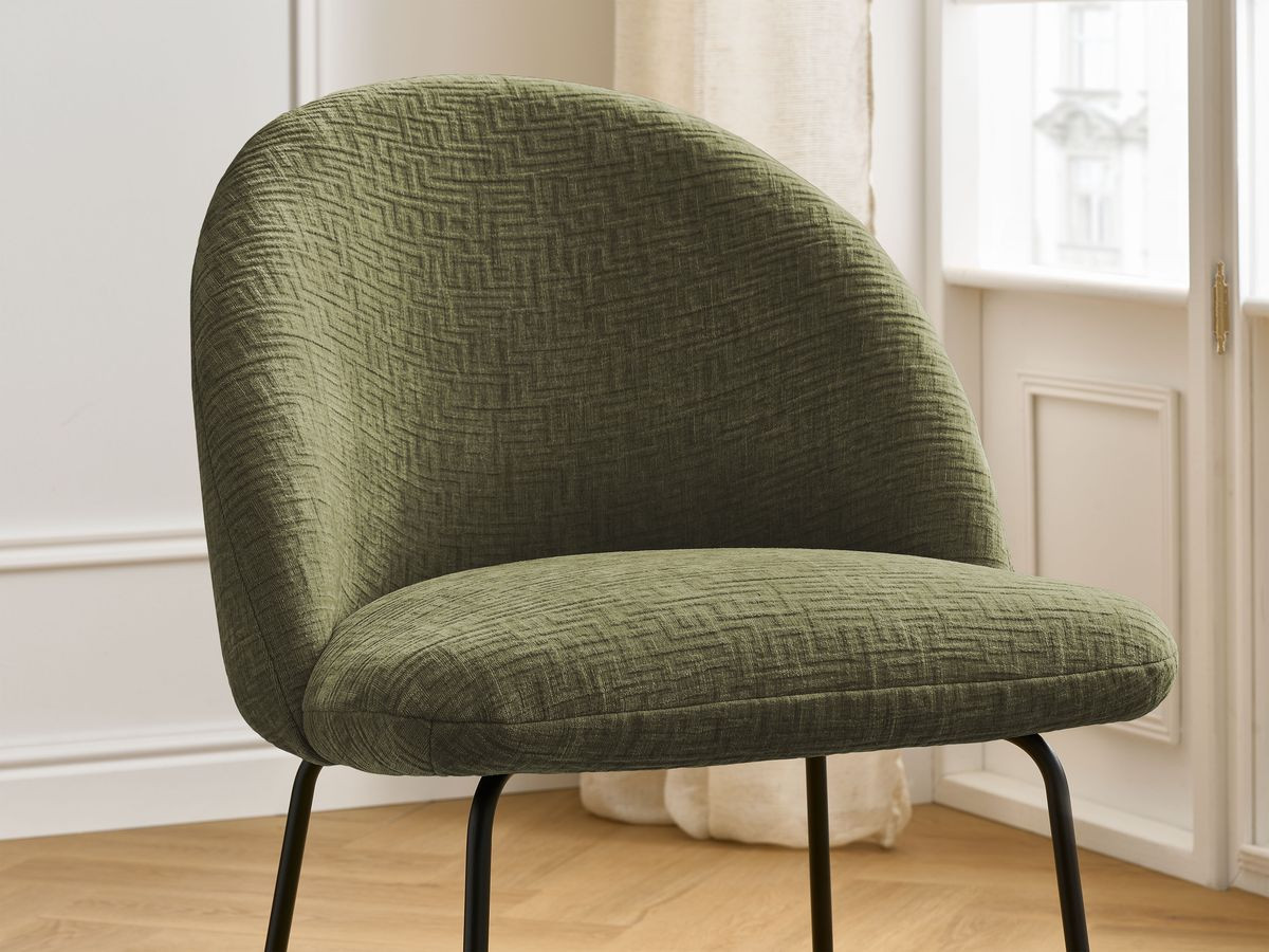 Chaise LALIE tissu texturé et pieds métal noir