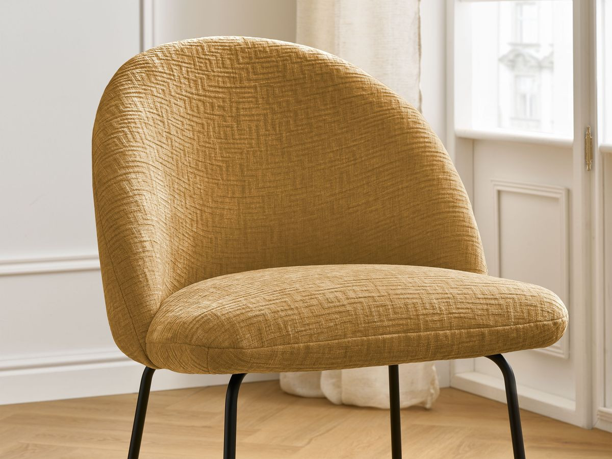 Chaise LALIE tissu texturé et pieds métal noir