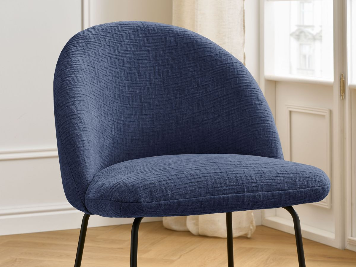 Chaise LALIE tissu texturé et pieds métal noir