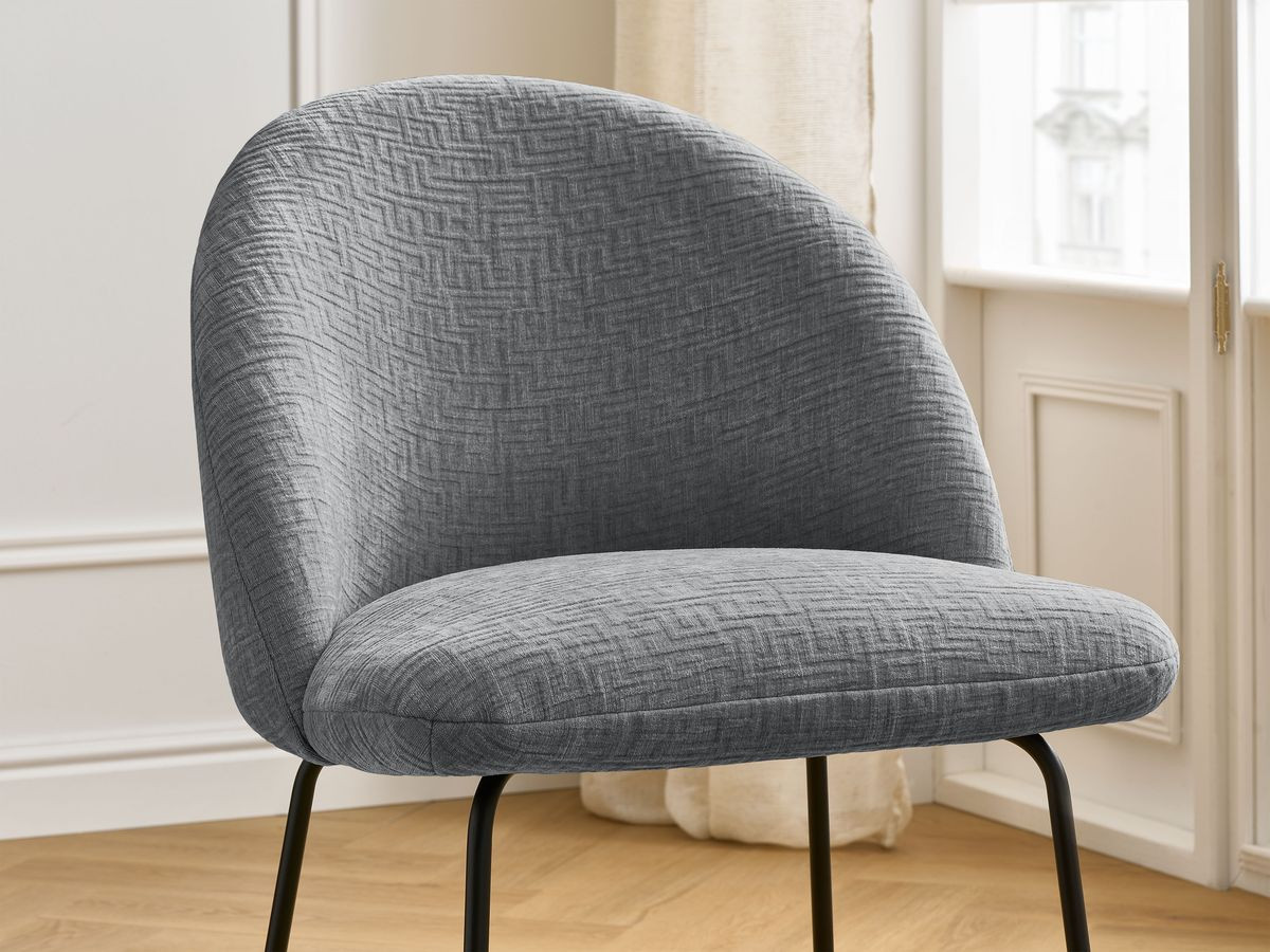 Chaise LALIE tissu texturé et pieds métal noir