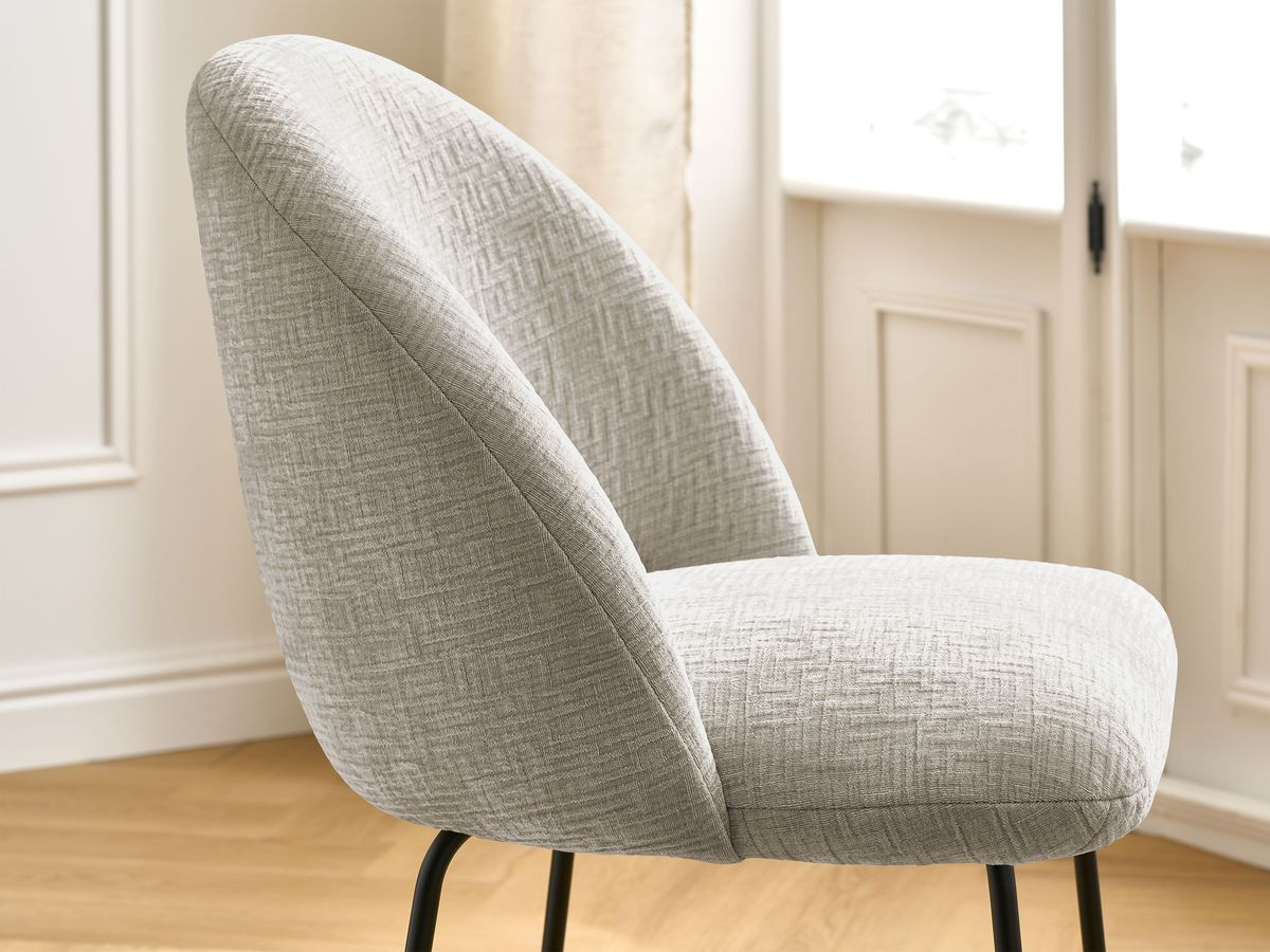 Chaise LALIE tissu texturé et pieds métal noir