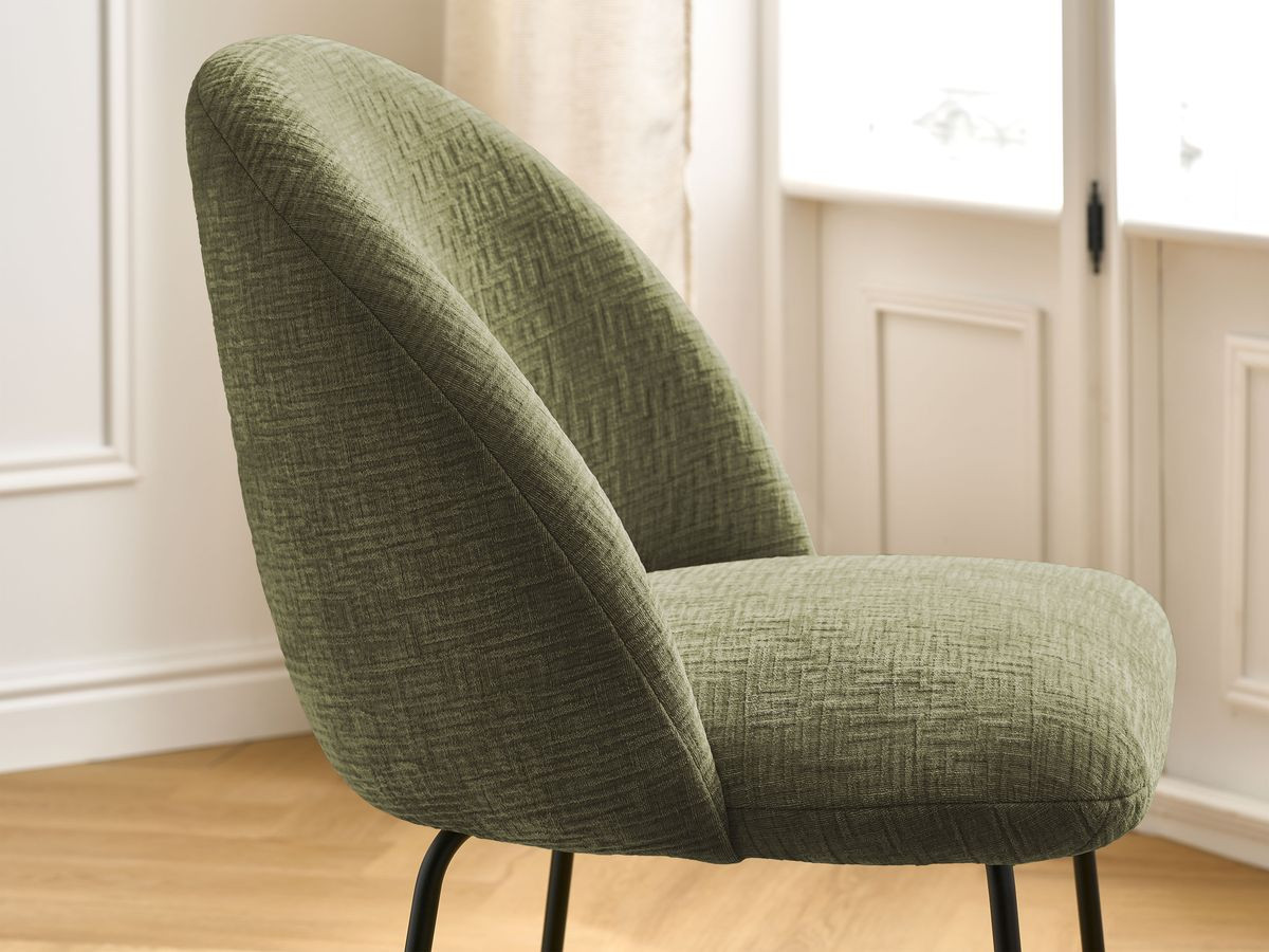 Chaise LALIE tissu texturé et pieds métal noir