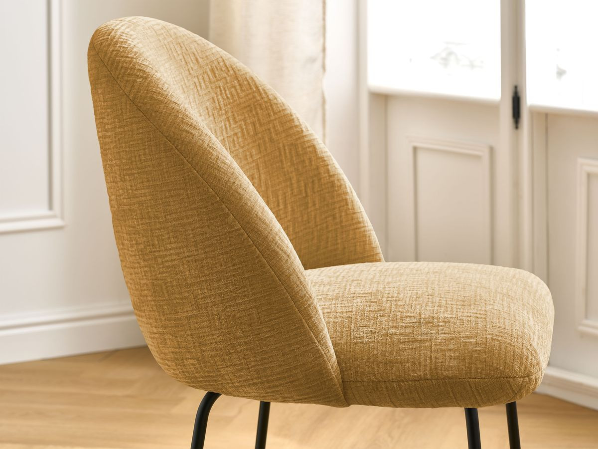 Chaise LALIE tissu texturé et pieds métal noir