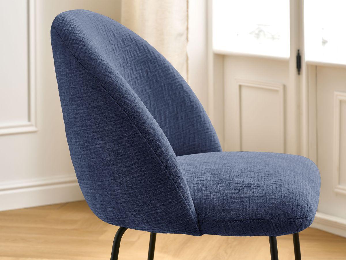 Chaise LALIE tissu texturé et pieds métal noir