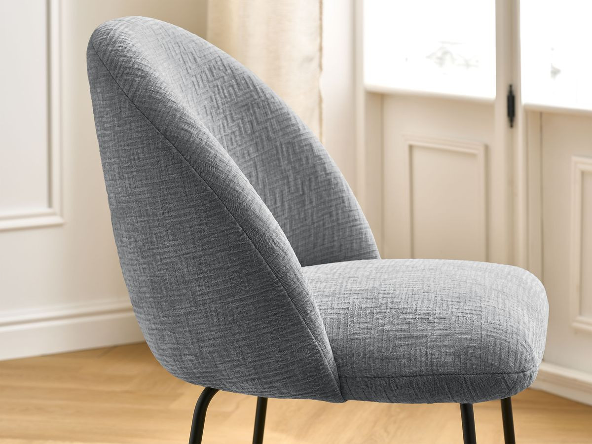 Chaise LALIE tissu texturé et pieds métal noir