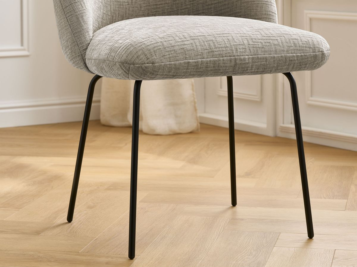 Chaise LALIE tissu texturé et pieds métal noir