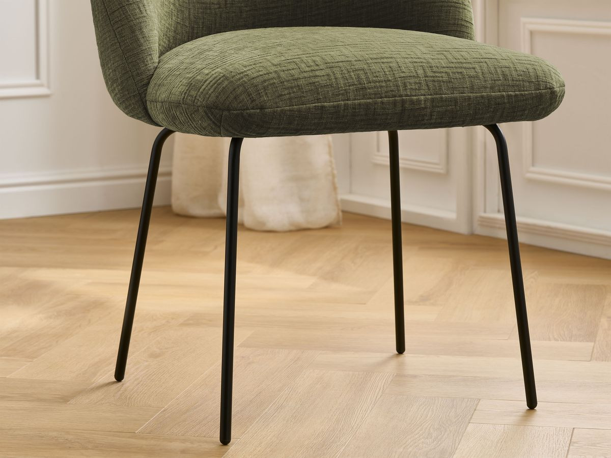 Chaise LALIE tissu texturé et pieds métal noir