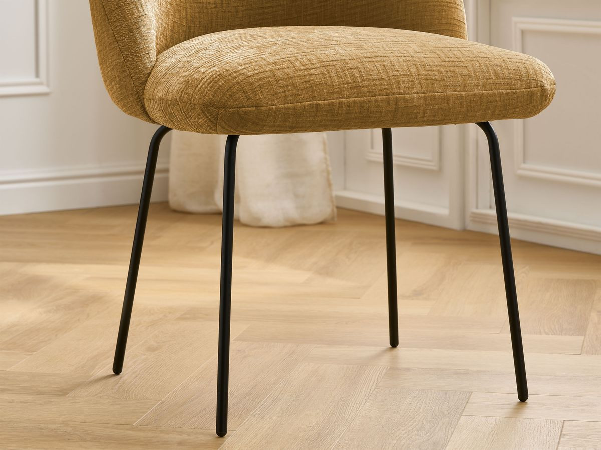 Chaise LALIE tissu texturé et pieds métal noir