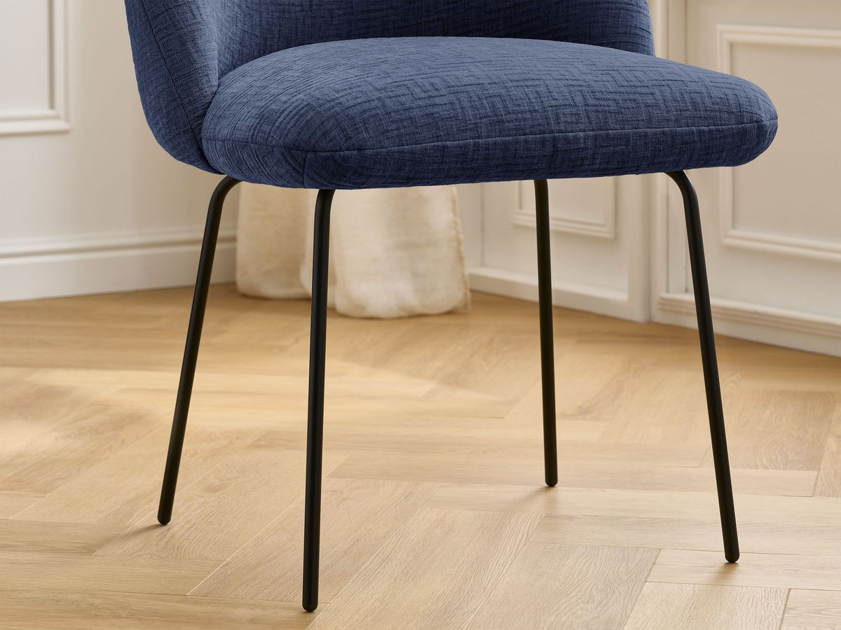 Chaise LALIE tissu texturé et pieds métal noir