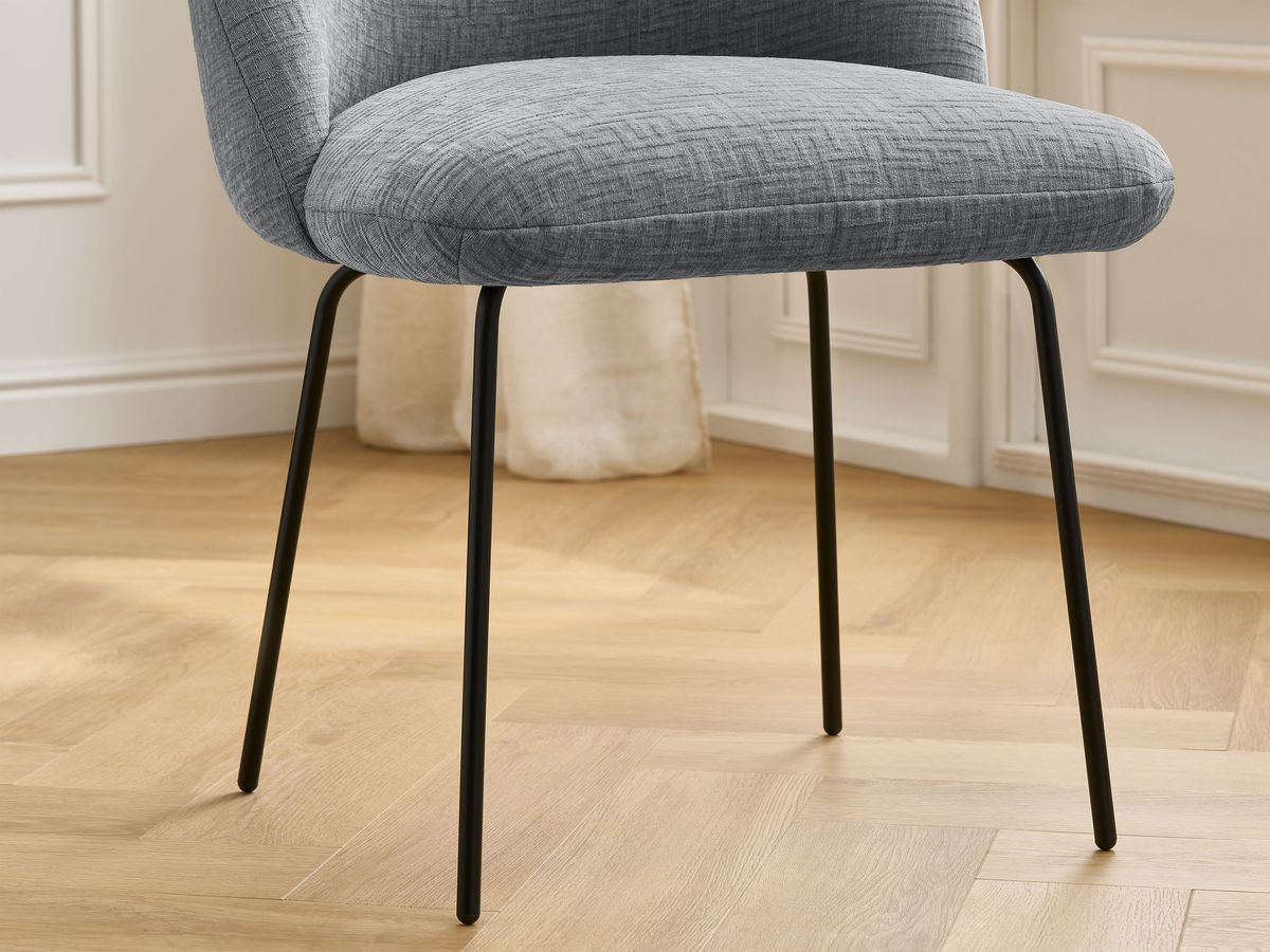 Chaise LALIE tissu texturé et pieds métal noir