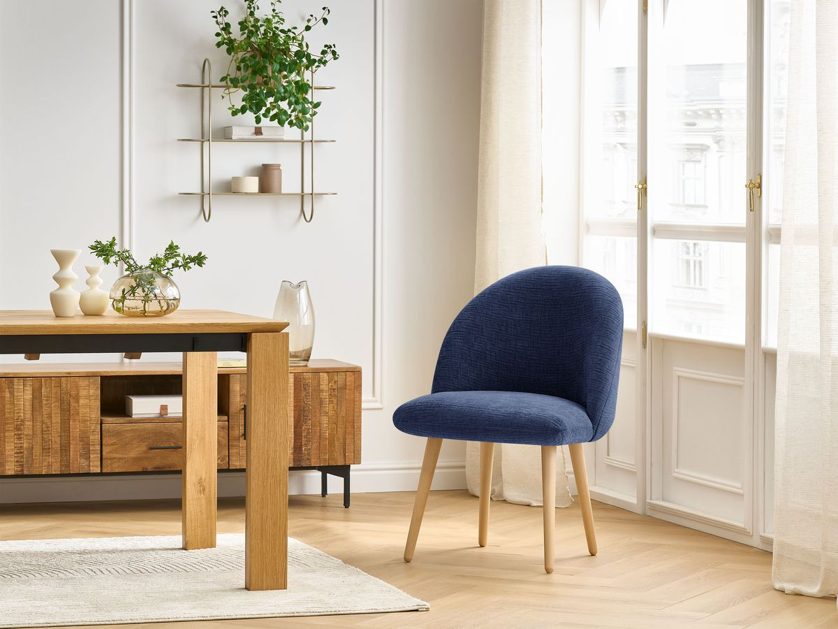 Chaise LALIE tissu texturé et pieds scandinaves bois