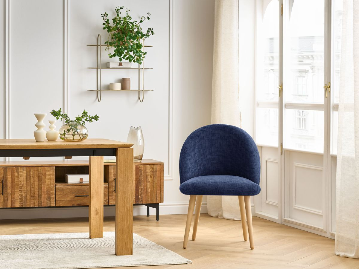 Chaise LALIE tissu texturé et pieds scandinaves bois