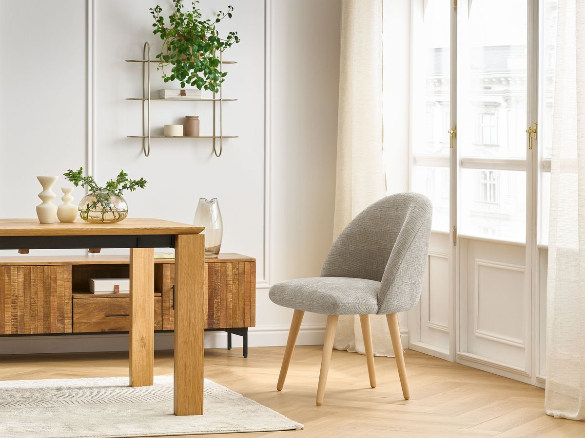 Chaise LALIE texturé et pieds scandinaves bois beige — vue 5