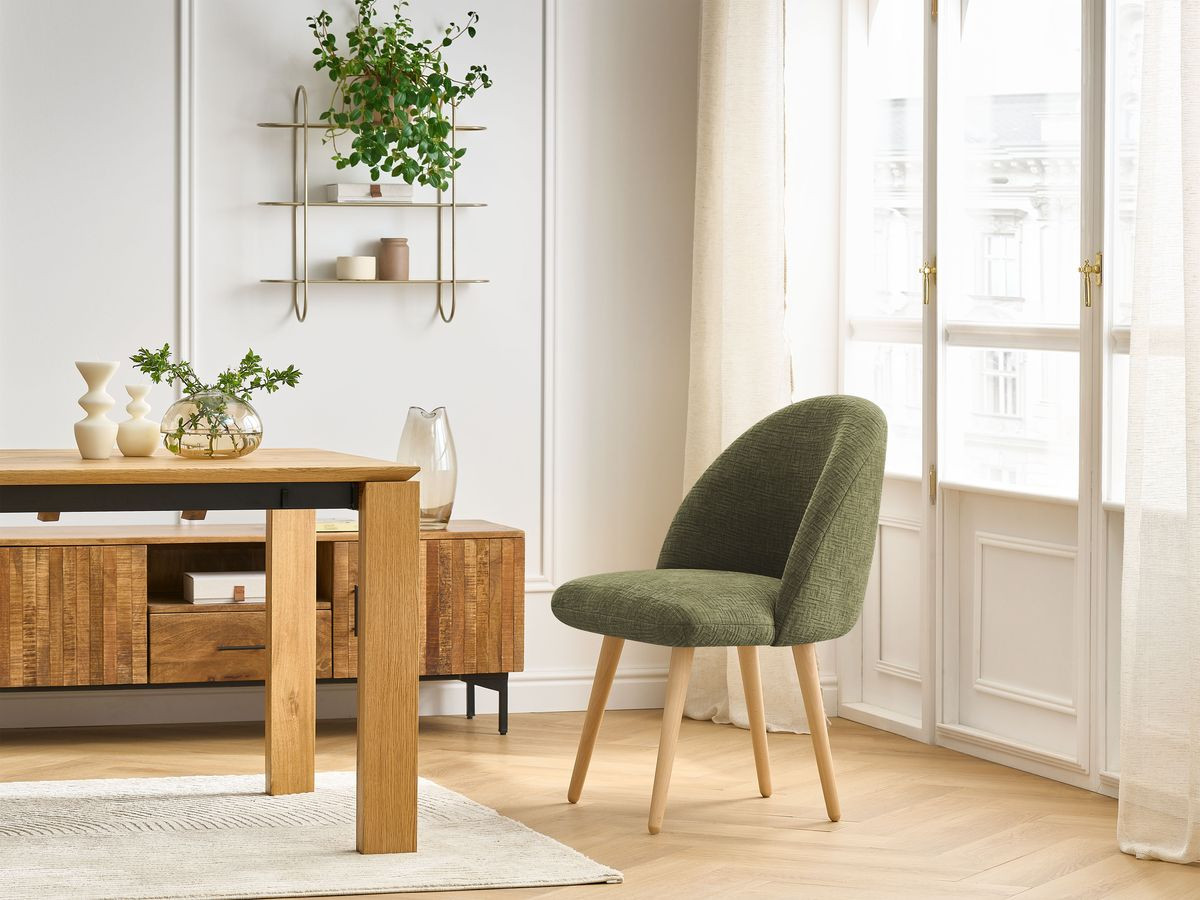Chaise LALIE texturé et pieds scandinaves bois vert — vue 5