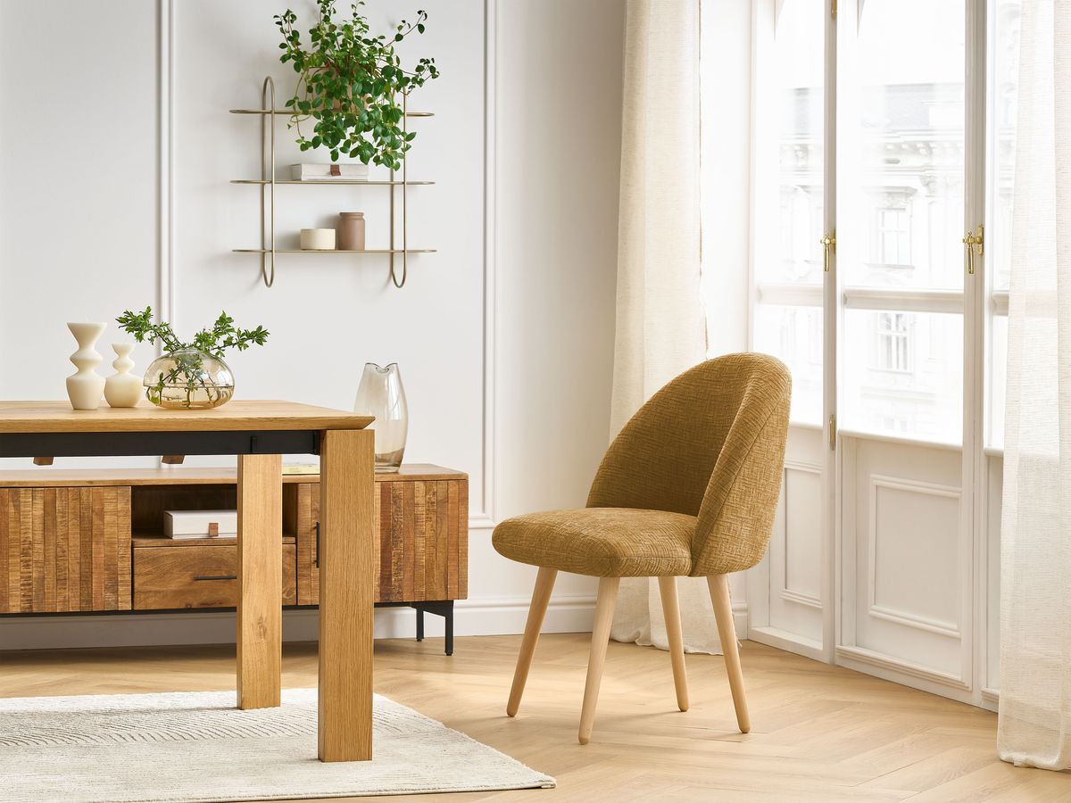 Chaise LALIE texturé et pieds scandinaves bois jaune — vue 5