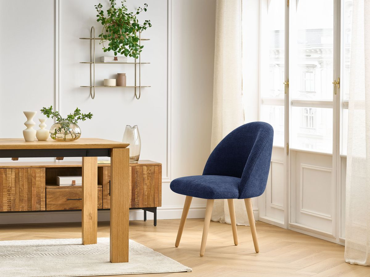 Chaise LALIE texturé et pieds scandinaves bois bleu foncé — vue 5