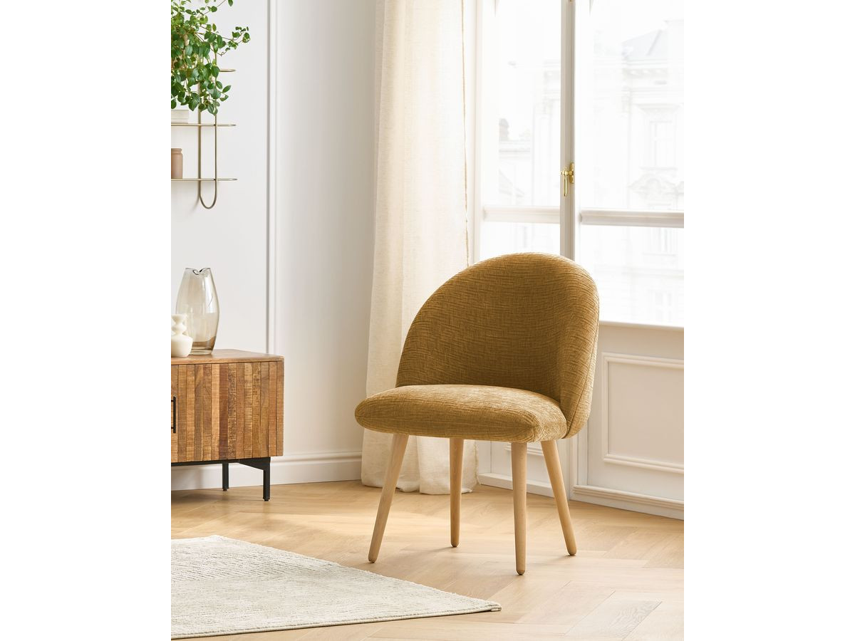 Chaise LALIE tissu texturé et pieds scandinaves bois