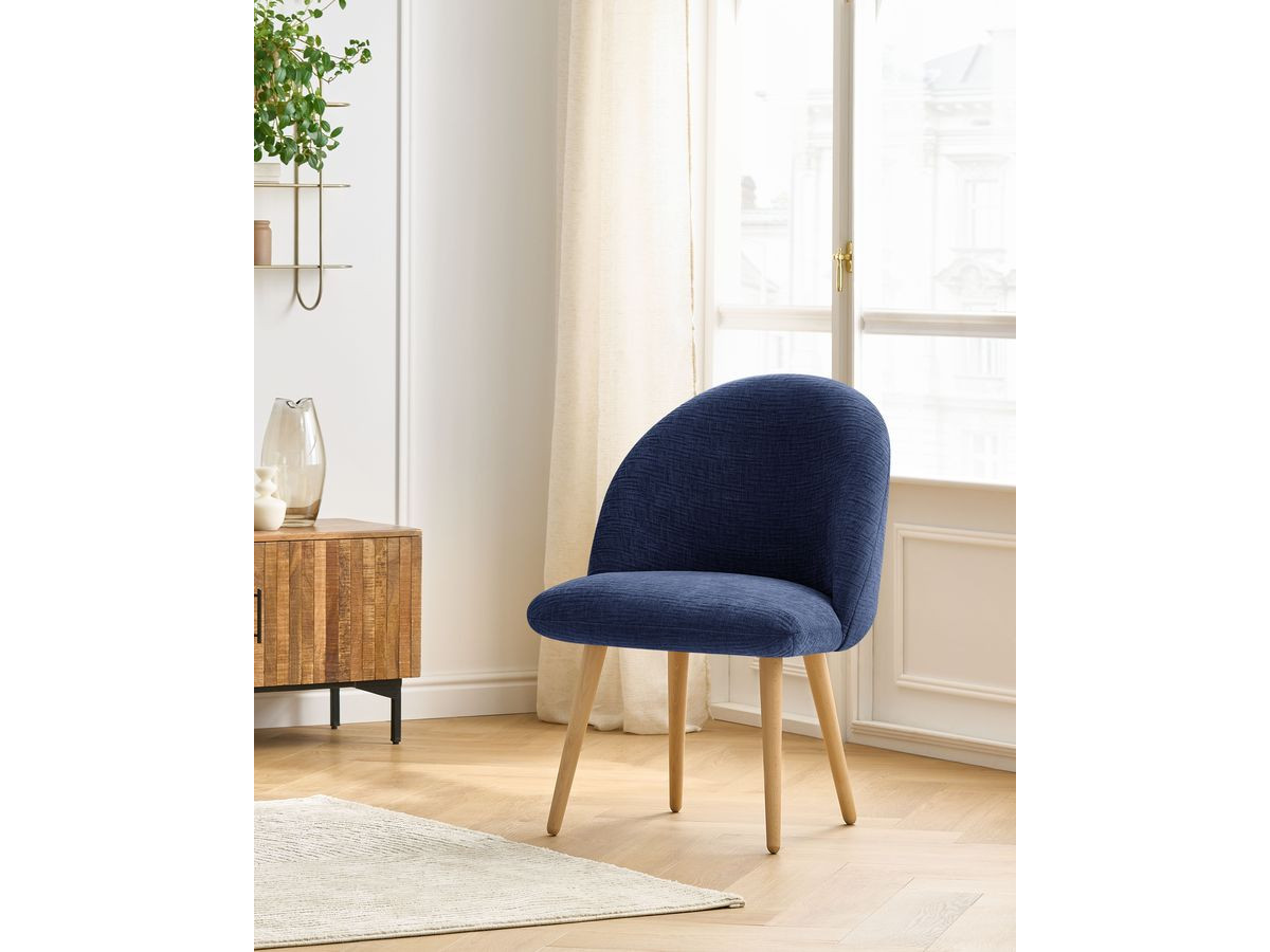 Chaise LALIE tissu texturé et pieds scandinaves bois