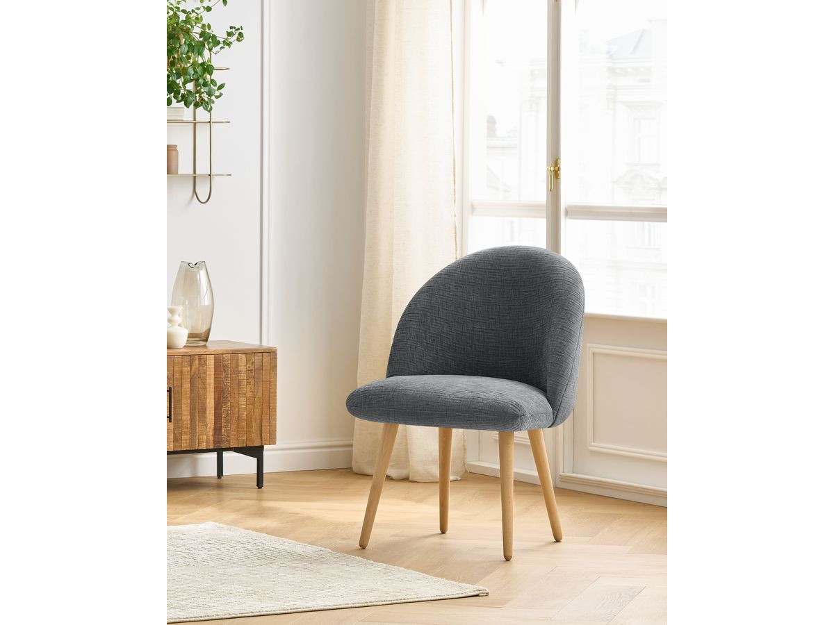 Chaise LALIE tissu texturé et pieds scandinaves bois
