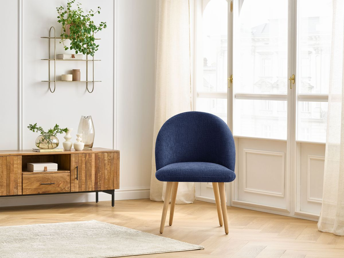 Chaise LALIE tissu texturé et pieds scandinaves bois