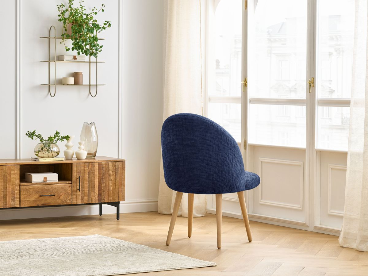 Chaise LALIE tissu texturé et pieds scandinaves bois