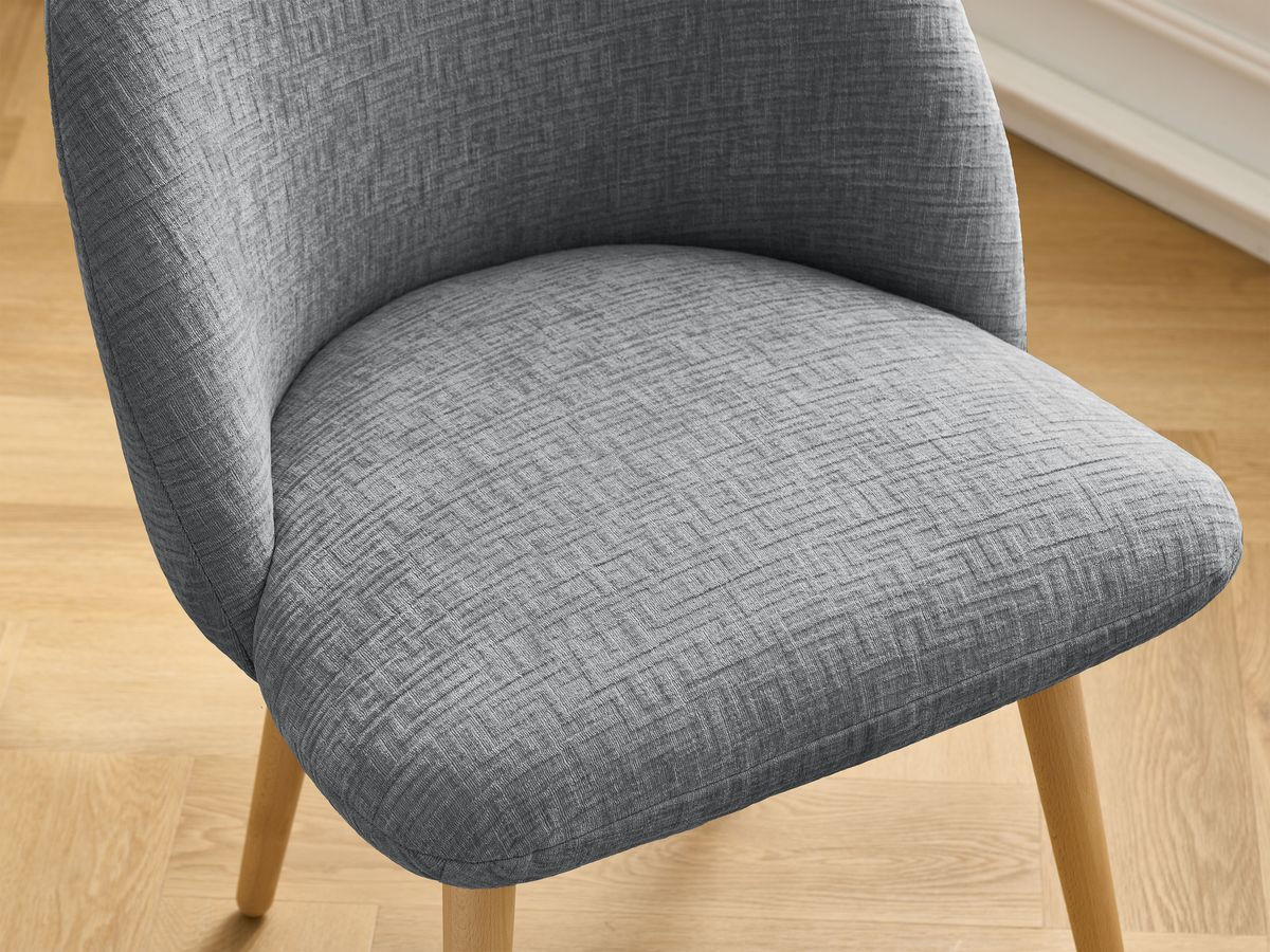 Chaise LALIE tissu texturé et pieds scandinaves bois