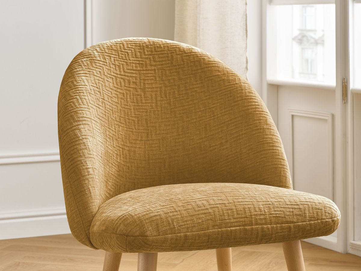 Chaise LALIE tissu texturé et pieds scandinaves bois
