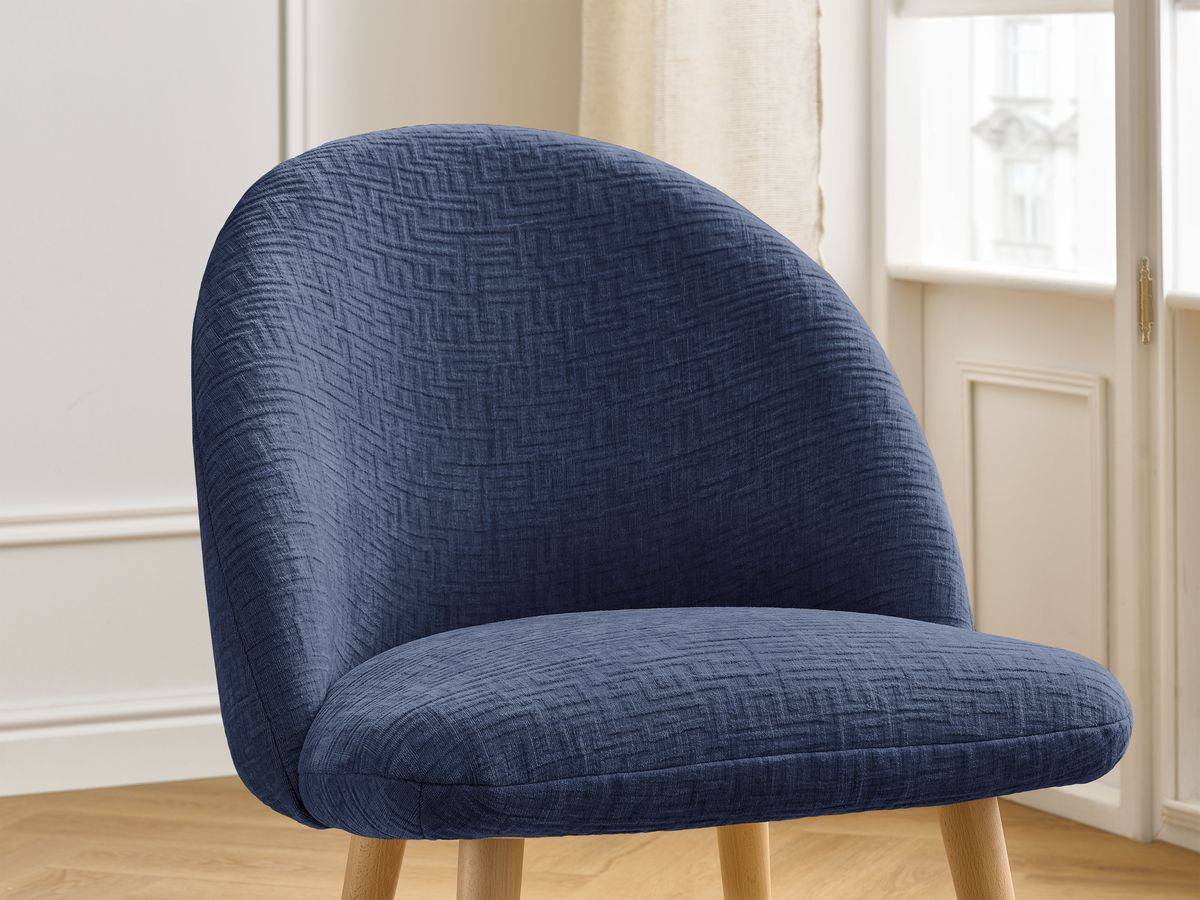 Chaise LALIE tissu texturé et pieds scandinaves bois