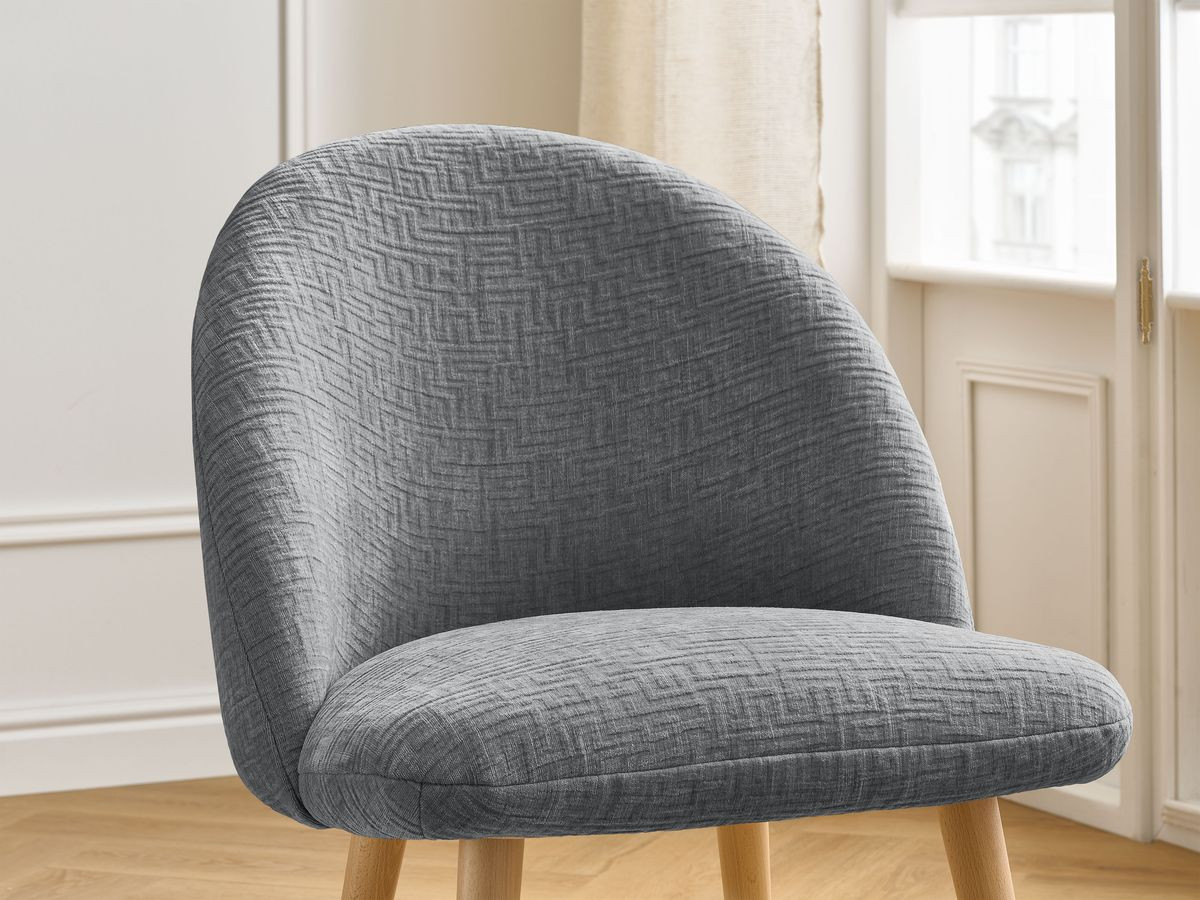 Chaise LALIE tissu texturé et pieds scandinaves bois