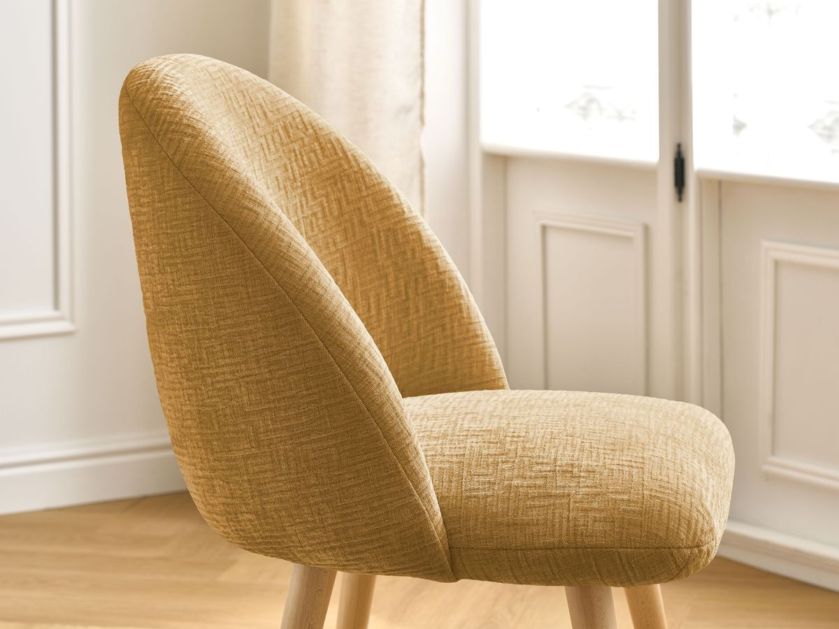 Chaise LALIE tissu texturé et pieds scandinaves bois